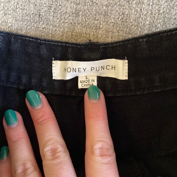 Honey Punch Black Distressed Shorts - Picture 2 of 4